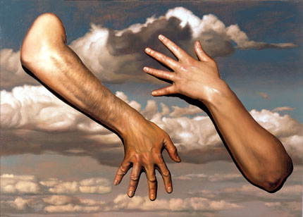 „Hände auf Himmel“ 1996 Öl/Leinwand 40 × 50 cm
